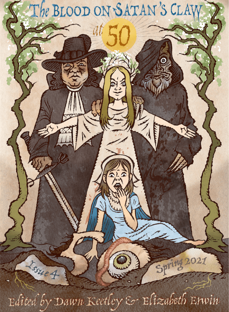 four characters sick atop the ground with an eyeball